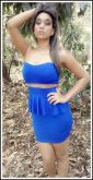Vestido Tomara-que-caia C/tule azul